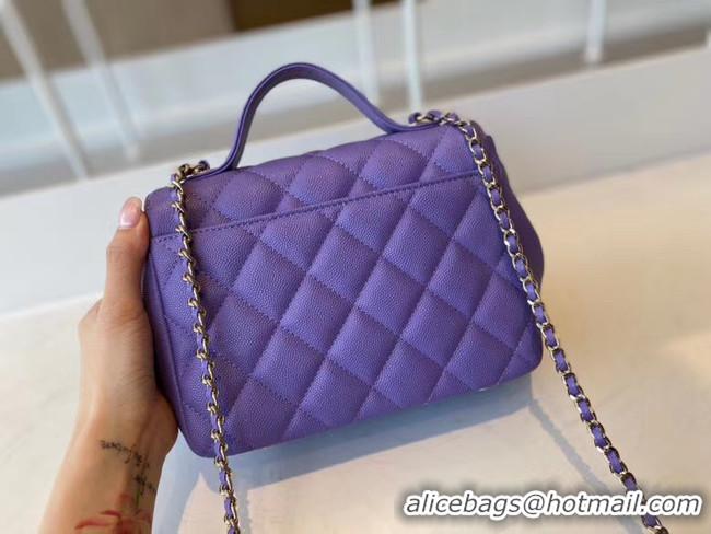 Cheapest Chanel small flap bag Calfskin & Gold-Tone Metal A93749 purple