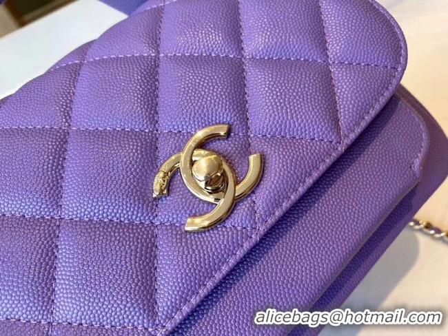 Cheapest Chanel small flap bag Calfskin & Gold-Tone Metal A93749 purple