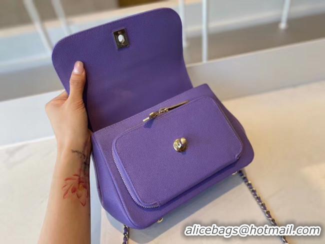 Cheapest Chanel small flap bag Calfskin & Gold-Tone Metal A93749 purple