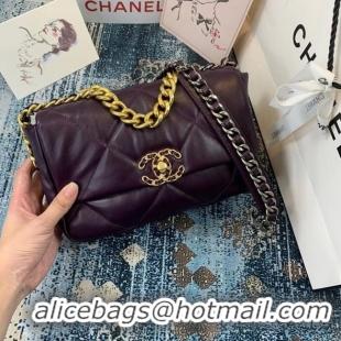 Buy Cheapest Chanel 19 flap bag AS1160 deep purple