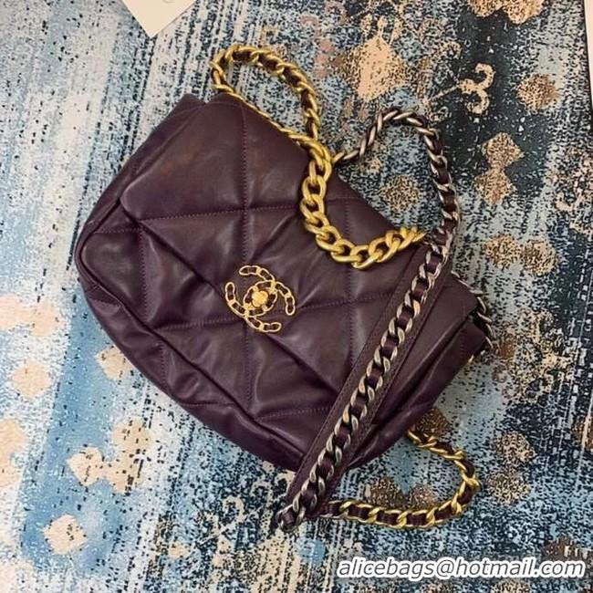 Buy Cheapest Chanel 19 flap bag AS1160 deep purple