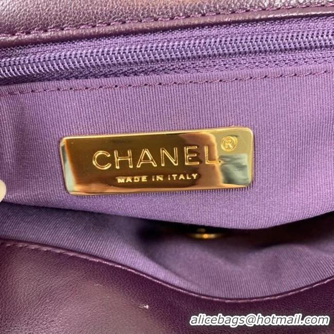 Buy Cheapest Chanel 19 flap bag AS1160 deep purple