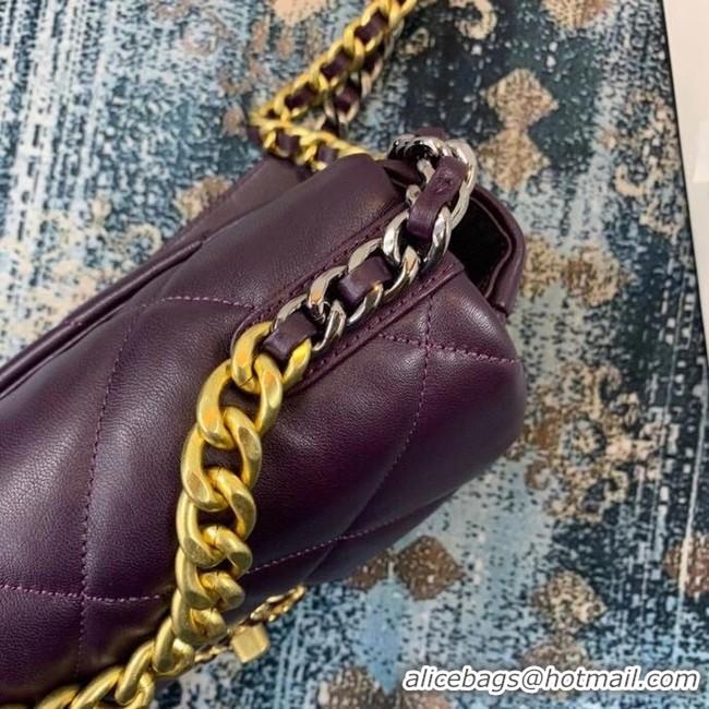 Buy Cheapest Chanel 19 flap bag AS1160 deep purple