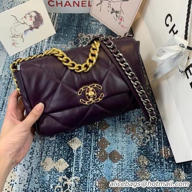 Buy Cheapest Chanel 19 flap bag AS1160 deep purple