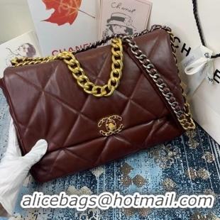 Classic Cheapest Chanel 19 flap bag AS1162 Burgundy