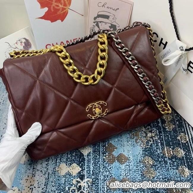 Classic Cheapest Chanel 19 flap bag AS1162 Burgundy