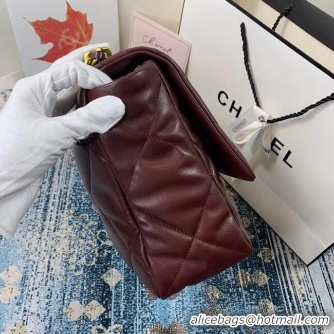 Classic Cheapest Chanel 19 flap bag AS1162 Burgundy