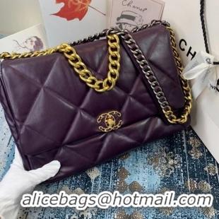 Buy New Cheap Chanel 19 flap bag AS1162 deep purple