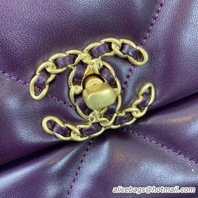 Buy New Cheap Chanel 19 flap bag AS1162 deep purple