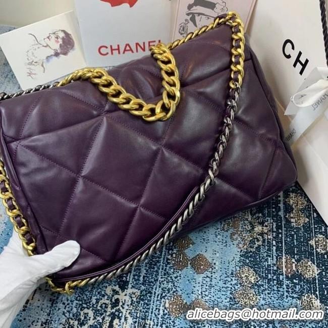 Buy New Cheap Chanel 19 flap bag AS1162 deep purple