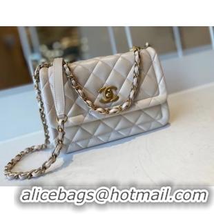 Pretty Style Chanel flap bag Calfskin & Gold-Tone Metal AS2055 white