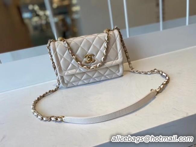 Pretty Style Chanel flap bag Calfskin & Gold-Tone Metal AS2055 white