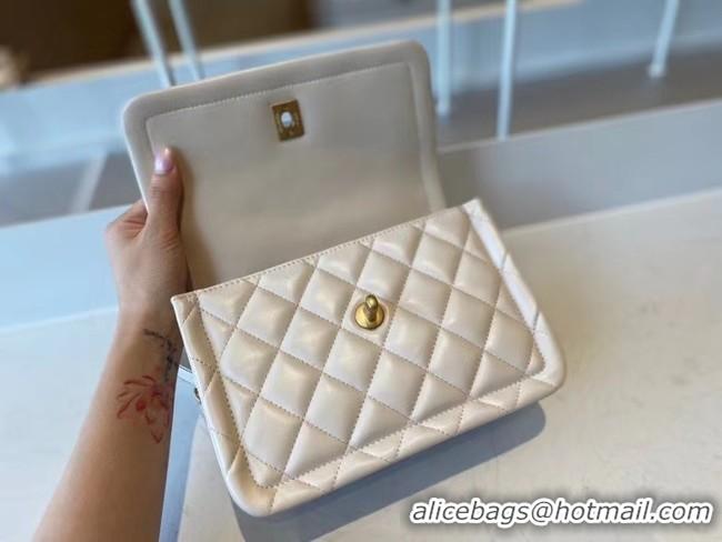 Pretty Style Chanel flap bag Calfskin & Gold-Tone Metal AS2055 white