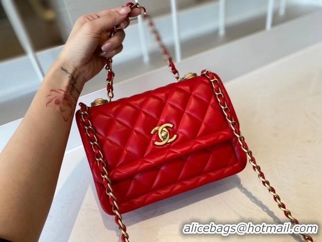 Good Looking Chanel flap bag Calfskin & Gold-Tone Metal AS2055 red