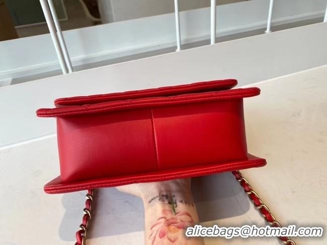 Good Looking Chanel flap bag Calfskin & Gold-Tone Metal AS2055 red