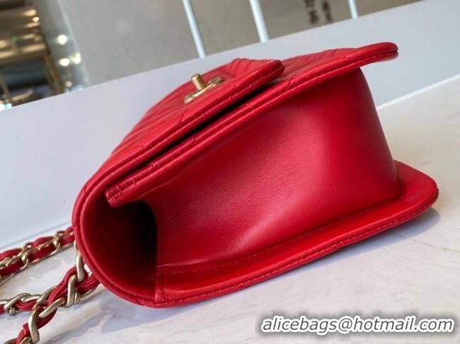 Good Looking Chanel flap bag Calfskin & Gold-Tone Metal AS2055 red