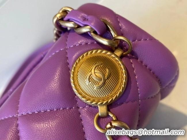 Popular Style Chanel flap bag Calfskin & Gold-Tone Metal AS2055 purple