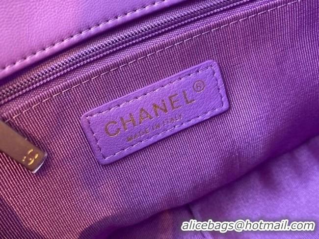 Popular Style Chanel flap bag Calfskin & Gold-Tone Metal AS2055 purple