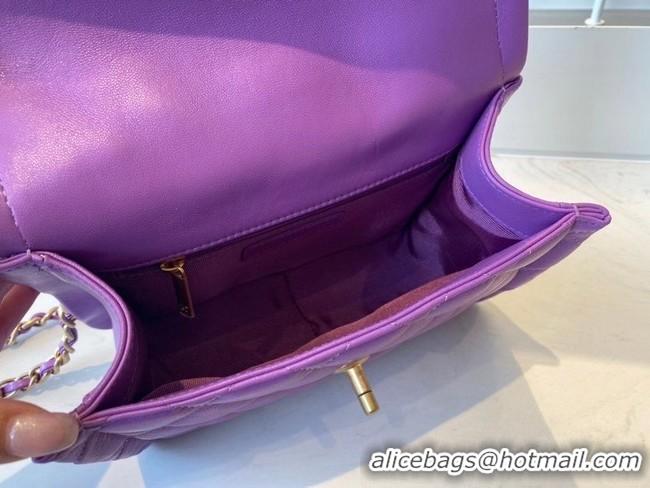 Popular Style Chanel flap bag Calfskin & Gold-Tone Metal AS2055 purple