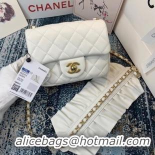 Super Quality Chanel small flap bag Lambskin & Gold-Tone Metal AS2203 White