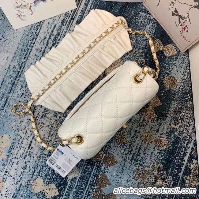 Super Quality Chanel small flap bag Lambskin & Gold-Tone Metal AS2203 White