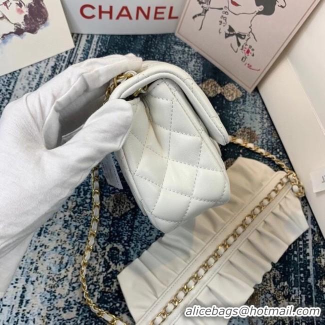 Super Quality Chanel small flap bag Lambskin & Gold-Tone Metal AS2203 White