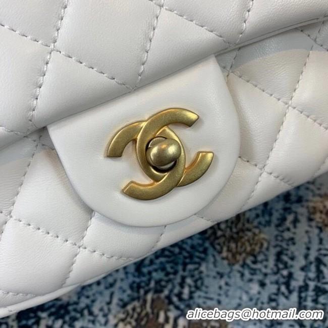 Super Quality Chanel small flap bag Lambskin & Gold-Tone Metal AS2203 White