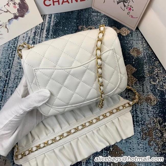 Super Quality Chanel small flap bag Lambskin & Gold-Tone Metal AS2203 White