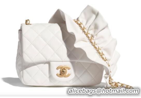 Super Quality Chanel small flap bag Lambskin & Gold-Tone Metal AS2203 White