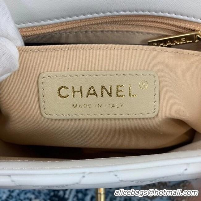 Super Quality Chanel small flap bag Lambskin & Gold-Tone Metal AS2203 White