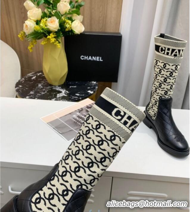 Well Crafted Chanel CC Allover Knit Stretch Sock Short Boots 20102005 Gray 2020