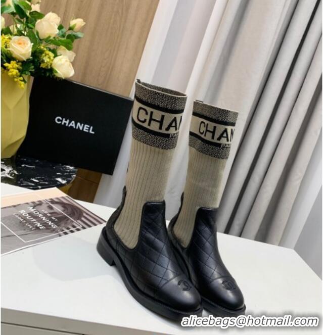 Top Design Chanel Knit Stretch Sock Short Boots 20102006 Gray 2020