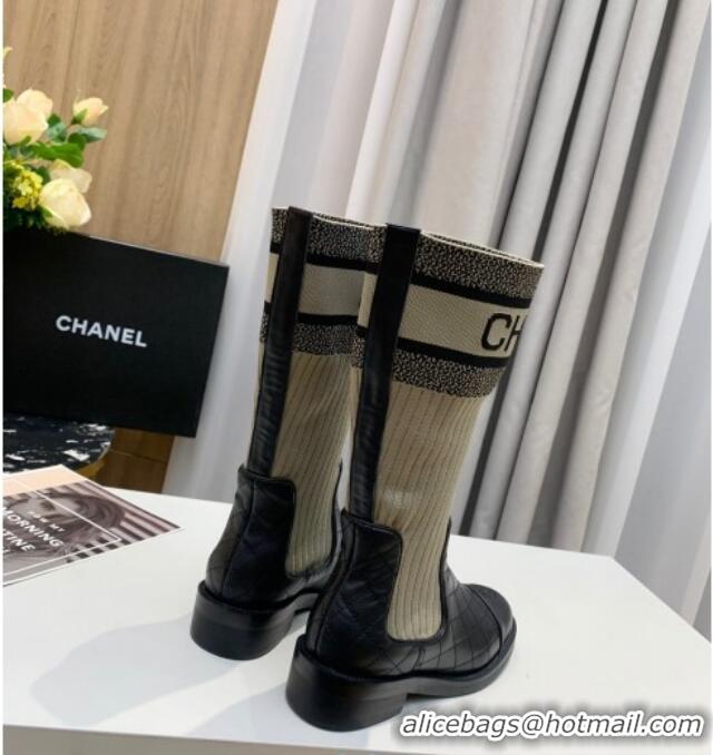 Top Design Chanel Knit Stretch Sock Short Boots 20102006 Gray 2020