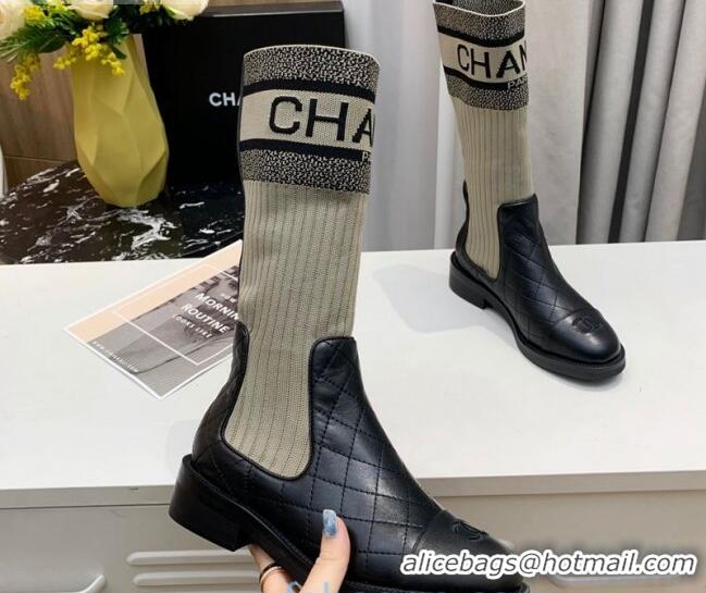 Top Design Chanel Knit Stretch Sock Short Boots 20102006 Gray 2020