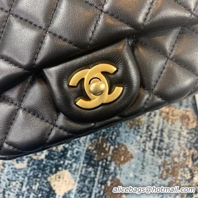 New Fashion Chanel small flap bag Lambskin & Gold-Tone Metal AS2203 black