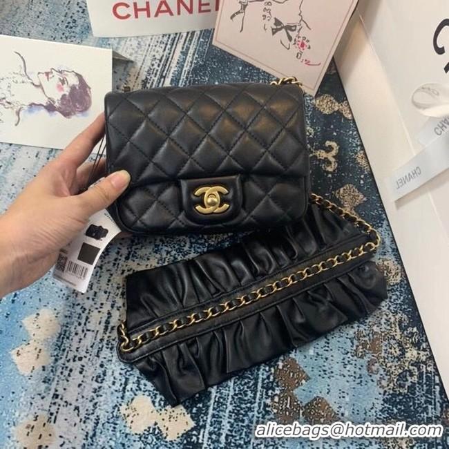 New Fashion Chanel small flap bag Lambskin & Gold-Tone Metal AS2203 black