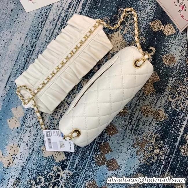 Buy Inexpensive Chanel small flap bag Lambskin & Gold-Tone Metal AS2204 white