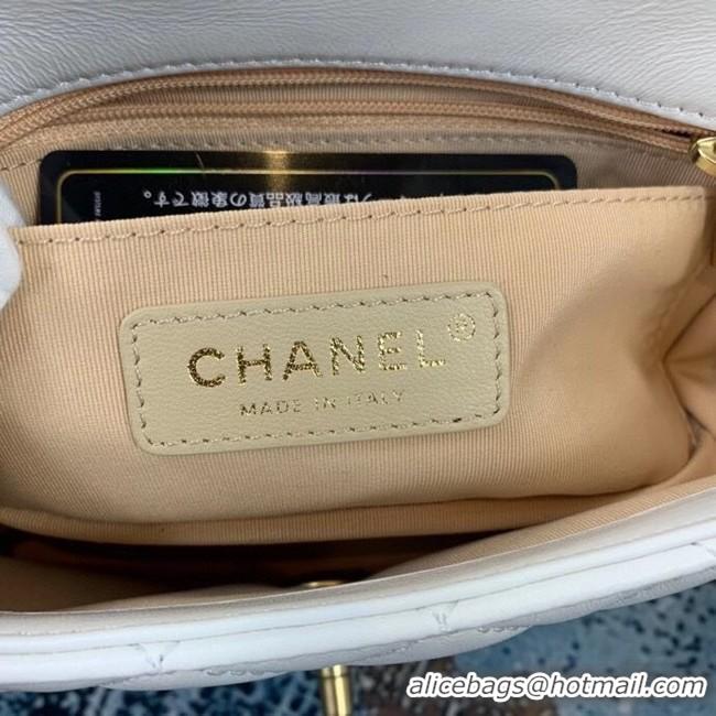 Buy Inexpensive Chanel small flap bag Lambskin & Gold-Tone Metal AS2204 white