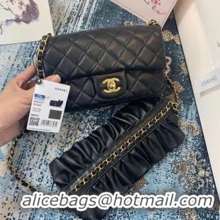 Crafted Design Chanel small flap bag Lambskin & Gold-Tone Metal AS2204 black