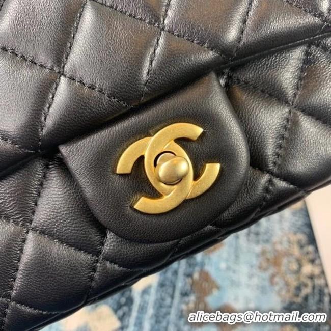 Crafted Design Chanel small flap bag Lambskin & Gold-Tone Metal AS2204 black