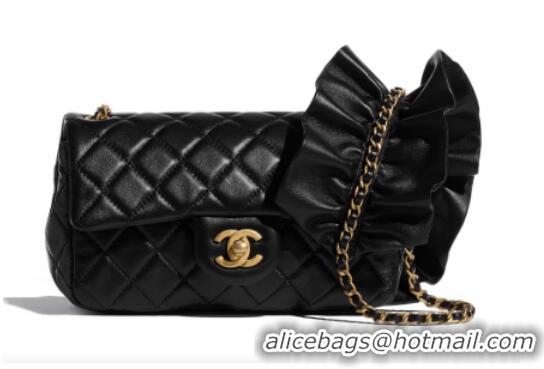 Crafted Design Chanel small flap bag Lambskin & Gold-Tone Metal AS2204 black