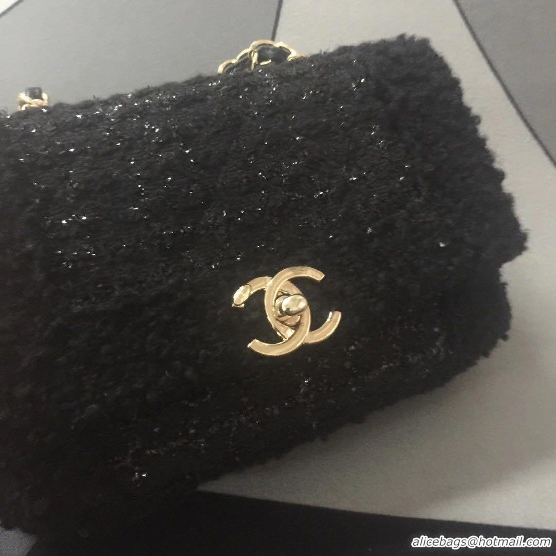 Top Grade Chanel small flap bag Gold-Tone Metal AS1116 black