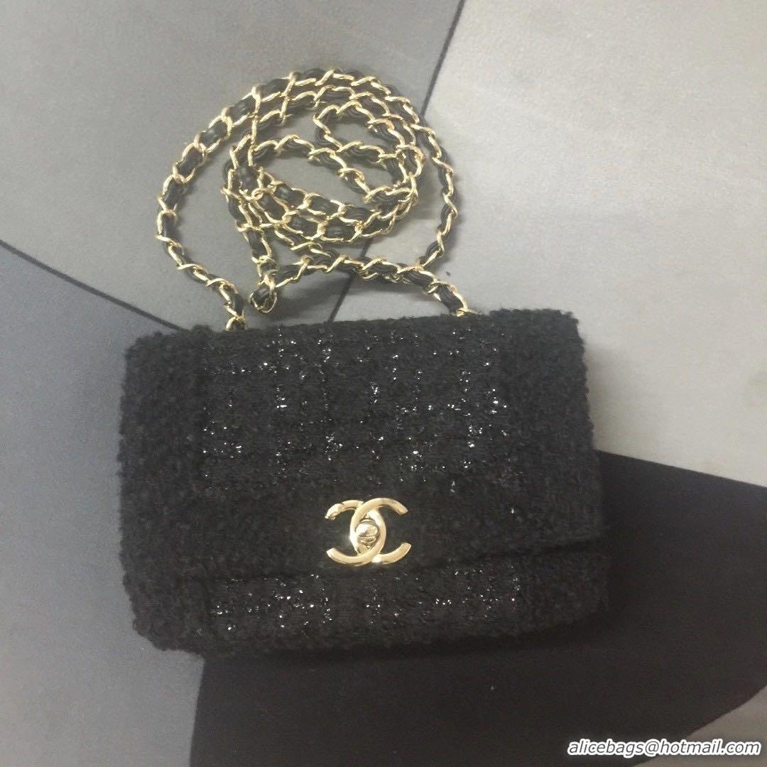 Top Grade Chanel small flap bag Gold-Tone Metal AS1116 black