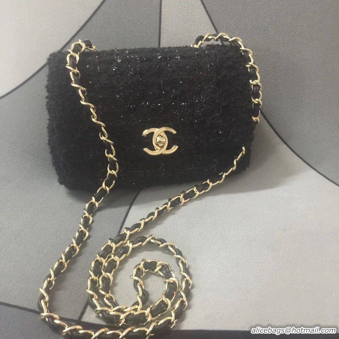 Top Grade Chanel small flap bag Gold-Tone Metal AS1116 black