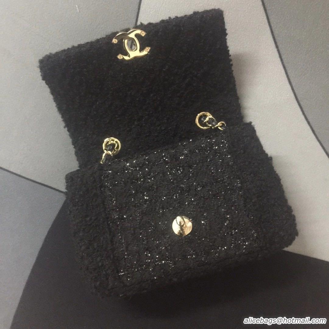 Top Grade Chanel small flap bag Gold-Tone Metal AS1116 black