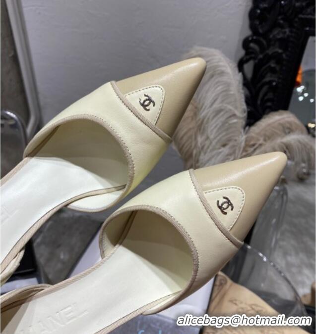 Low Price Chanel Vintage Lambskin Pumps 70mm 20101901 Cream White/Beige 2020