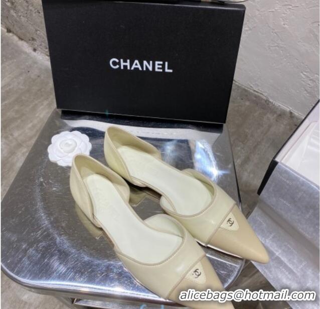 Good Product Chanel Vintage Lambskin Flat Ballerinas 20101902 Cream White/Beige 2020