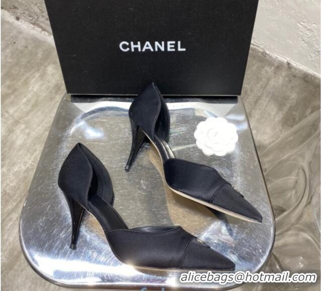 Top Quality Chanel Vintage Silk Pumps 70mm 20101903 Black 2020