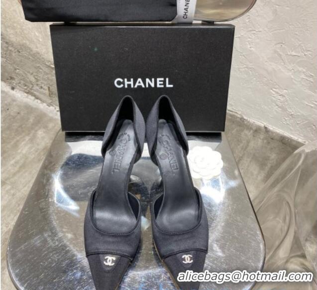 Top Quality Chanel Vintage Silk Pumps 70mm 20101903 Black 2020