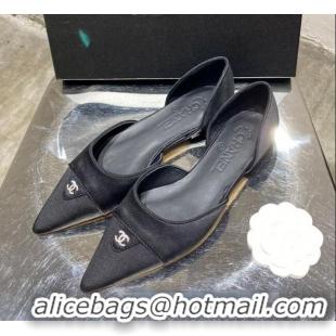 Best Price Chanel Vintage Silk Flat Ballerinas 20101904 Black 2020